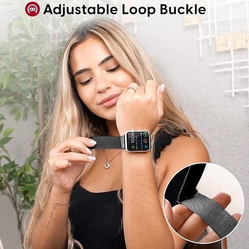 TALK WORKS Expandable Watch Band Compatible with Apple Watch Series - Magnetic Closure - Stainless Steel Mesh Loop Comfort Fit Strap for Women and Men in Saudi Arabia