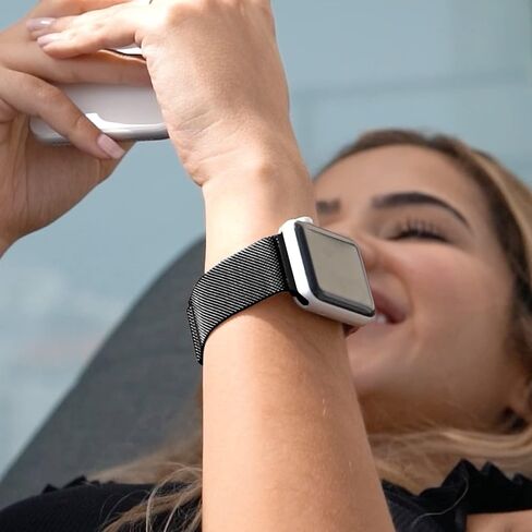 TALK WORKS Expandable Watch Band Compatible with Apple Watch Series - Magnetic Closure - Stainless Steel Mesh Loop Comfort Fit Strap for Women and Men in Saudi Arabia