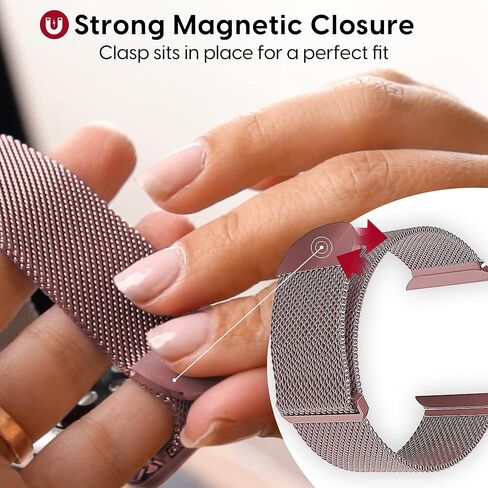 TALK WORKS Expandable Watch Band Compatible with Apple Watch Series - Magnetic Closure - Stainless Steel Mesh Loop Comfort Fit Strap for Women and Men in Kuwait