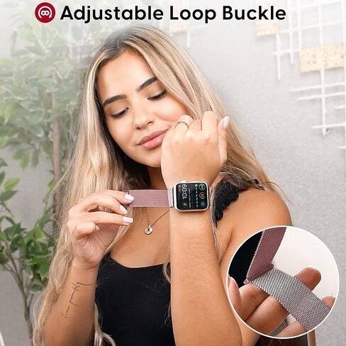 TALK WORKS Expandable Watch Band Compatible with Apple Watch Series - Magnetic Closure - Stainless Steel Mesh Loop Comfort Fit Strap for Women and Men in Kuwait