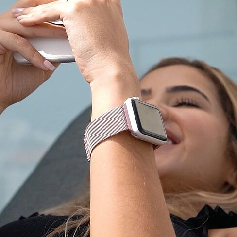 TALK WORKS Expandable Watch Band Compatible with Apple Watch Series - Magnetic Closure - Stainless Steel Mesh Loop Comfort Fit Strap for Women and Men in Kuwait