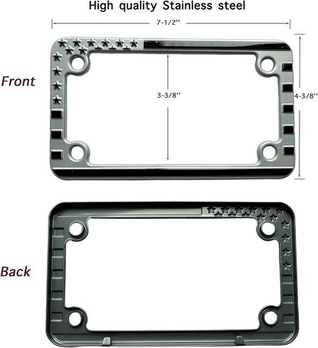 FTON Black Stainless Steel Motorcycle License Plate Frame Compatible with Harley,Yamaha - Timeproof Motorcycle Tag Frame in Saudi Arabia