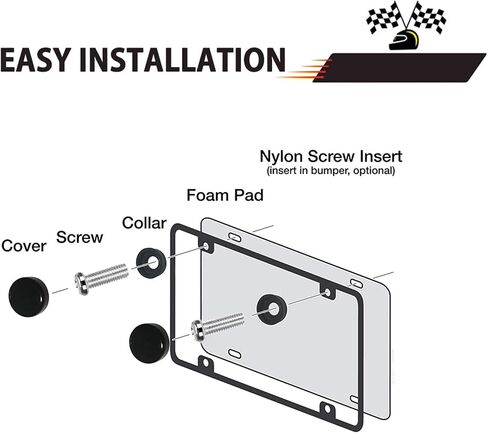 FTON Black Stainless Steel Motorcycle License Plate Frame Compatible with Harley,Yamaha - Timeproof Motorcycle Tag Frame in Saudi Arabia