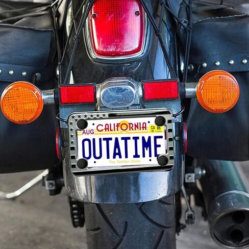 FTON Black Stainless Steel Motorcycle License Plate Frame Compatible with Harley,Yamaha - Timeproof Motorcycle Tag Frame in Saudi Arabia