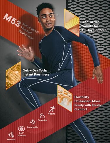 ملابس داخلية رياضية حرارية للرجال من LAPASA طقم أساسي خفيف الوزن وأكمام طويلة علوي وسفلي للتزلج وتسلق الجبال شتاء M53 in Kuwait