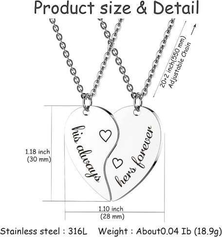 Gift for Lover His and Hers Friendship Pendants Necklace Set for 2, Best Friends Gifts,Valentines Birthday Gift for Couple Best Friends Girl Women Men in Saudi Arabia
