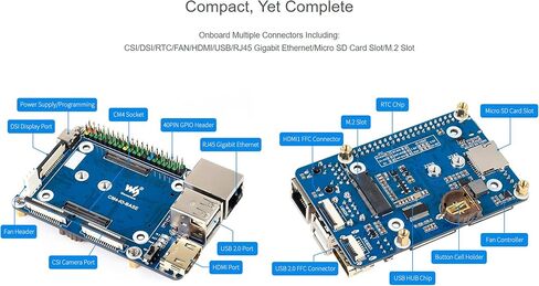 for Raspberry Pi Compute Module 4,Mini Base Board (A) with Standard CM4 Socket and Raspberry Pi 40PIN GPIO Header Onboard Multiple Connectors CSI/DSI/FAN/HDMI/USB/RJ45, etc. in Saudi Arabia