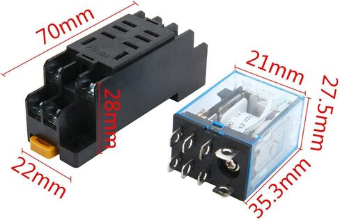Gump's grocery 12V DC Coil Power Relay LY2NJ DPDT 8 Pin HH62P JQX-13F with Socket Base in Saudi Arabia