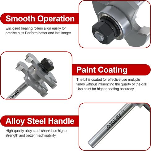 Professional 1/4" Shank Reversible Finger Glue Joint Router Bit Tool for Woodworking, Bearing Finger Joint Router Bit for DIY Door Table Cabinet Shelve Furniture in Saudi Arabia