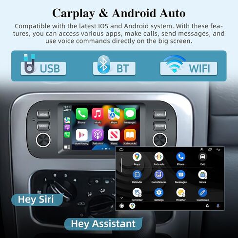 [2+64G] Android Car Radio for Chrysler Dodge Jeep Wrangler Grand Cherokee - Wireless Carplay and Android Auto - 5 Inch Touch Screen Car Stereo with Hi-Fi/WiFi/GPS + AHD Backup Camera in Saudi Arabia