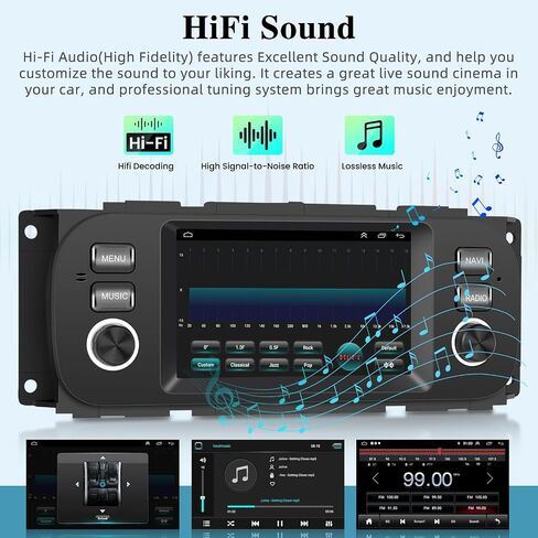 [2+64G] Android Car Radio for Chrysler Dodge Jeep Wrangler Grand Cherokee - Wireless Carplay and Android Auto - 5 Inch Touch Screen Car Stereo with Hi-Fi/WiFi/GPS + AHD Backup Camera in Saudi Arabia