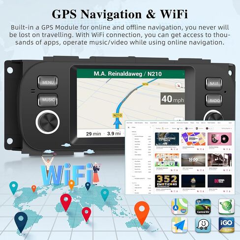 [2+64G] Android Car Radio for Chrysler Dodge Jeep Wrangler Grand Cherokee - Wireless Carplay and Android Auto - 5 Inch Touch Screen Car Stereo with Hi-Fi/WiFi/GPS + AHD Backup Camera in Saudi Arabia