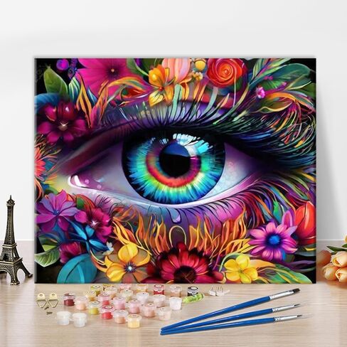 TUMOVO Eyes Paint by Numbers Flower Eyes Paint by Number for Adults DIY Acrylic Painting for Adults Kids Paint by Number Adult Paint by Number Kits on Canvas Home Wall Decoration, 16 x20 Inch in Saudi Arabia