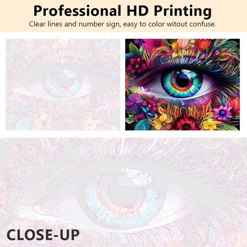 TUMOVO Eyes Paint by Numbers Flower Eyes Paint by Number for Adults DIY Acrylic Painting for Adults Kids Paint by Number Adult Paint by Number Kits on Canvas Home Wall Decoration, 16 x20 Inch in Saudi Arabia