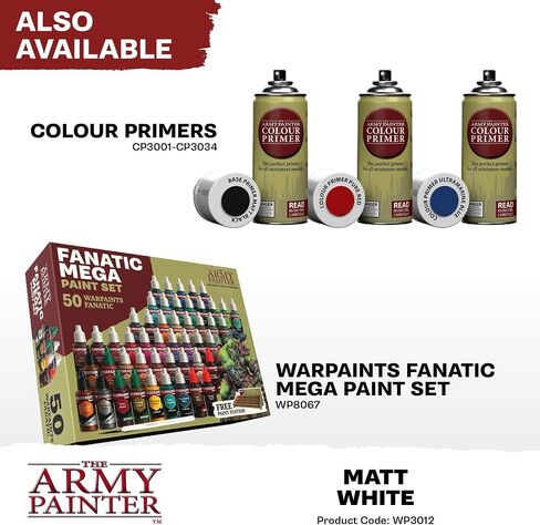 The Army Painter Warpaint Fanatics Matt White Acrylics Miniature Hobby Painting with Fanatics Warpaint, Quality Paint for Miniature Wargaming in Saudi Arabia