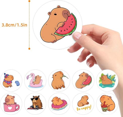 500 Pcs Capybara Stickers Cute Animal Decals for Water Bottle Laptop Luggage Snowboard Guitar Scrapbook in Saudi Arabia
