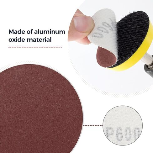 100PCS 2 Inch Hook and Loop Sanding Discs No-Hole Sandpaper 600 Grit Orbital Sander Pads for Sanders Drill Aluminum Oxide Sandpaper Discs for Woodworking Wood Automotive Metal in Kuwait