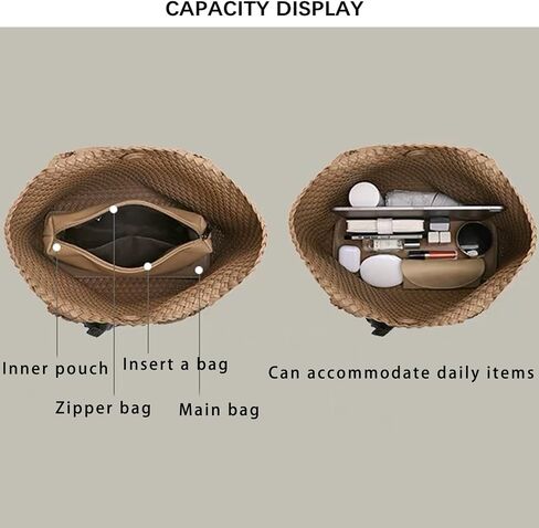Woven Bag for Women, Tote Bag for Work, Large Beach Travel Handbag and Purse, Retro Shoulder Bag, Shopping Bag in Kuwait