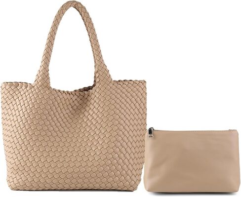 Woven Bag for Women, Tote Bag for Work, Large Beach Travel Handbag and Purse, Retro Shoulder Bag, Shopping Bag in Kuwait