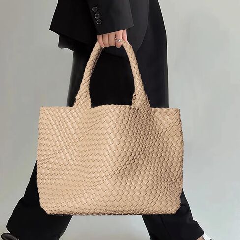 Woven Bag for Women, Tote Bag for Work, Large Beach Travel Handbag and Purse, Retro Shoulder Bag, Shopping Bag in Kuwait