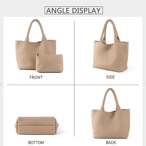 Woven Bag for Women, Tote Bag for Work, Large Beach Travel Handbag and Purse, Retro Shoulder Bag, Shopping Bag in Kuwait