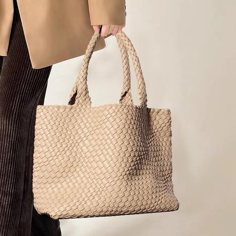 Woven Bag for Women, Tote Bag for Work, Large Beach Travel Handbag and Purse, Retro Shoulder Bag, Shopping Bag in Kuwait