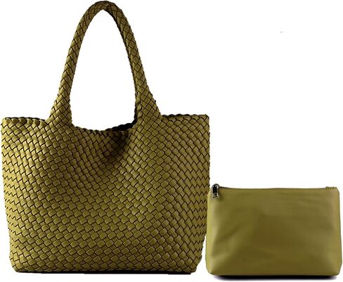 Woven Bag for Women, Tote Bag for Work, Large Beach Travel Handbag and Purse, Retro Shoulder Bag, Shopping Bag in Kuwait