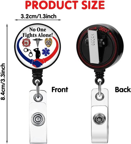 No One Fights Alone Retractable Badge Reel with Alligator Clip, 1st Responders, Funny Badge Reel Gift for Doctors, Nurses, Policemen, Firefighters Soldier in Saudi Arabia