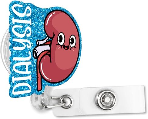 Dialysis Technician Retractable Glitter Irregular Badge Reel with Alligator Clip, Funny Badge Holder Gift for Dialysis Tech Nephrology Kidney Doctor Nurse MD RN Nursing Medical Work Office in Kuwait