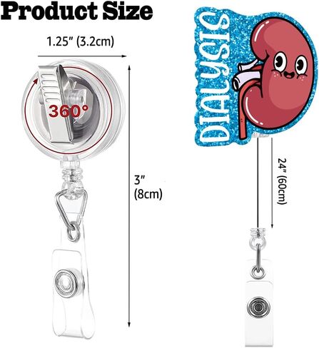 Dialysis Technician Retractable Glitter Irregular Badge Reel with Alligator Clip, Funny Badge Holder Gift for Dialysis Tech Nephrology Kidney Doctor Nurse MD RN Nursing Medical Work Office in Kuwait