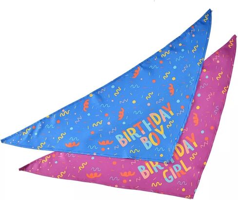Dog Birthday Bandana, Confetti Dog Birthday Bandana for Girl or Boy (Blue/Boy) in Saudi Arabia