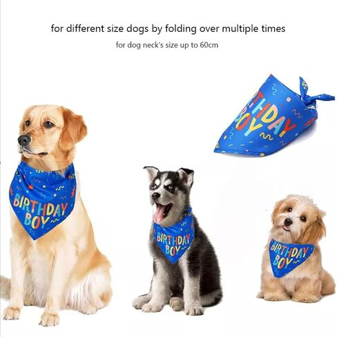 Dog Birthday Bandana, Confetti Dog Birthday Bandana for Girl or Boy (Blue/Boy) in Saudi Arabia
