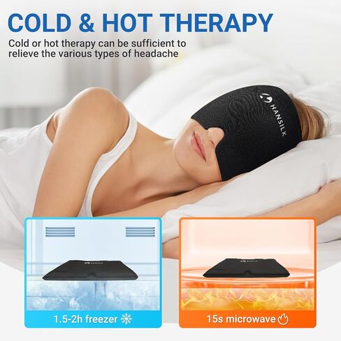 HANSILK Migraine Relief Cap, Headache Relief cap, Cooling Gel Hat, Face Cold Compress Head Wrap for Tension, Stress Sinus in Kuwait