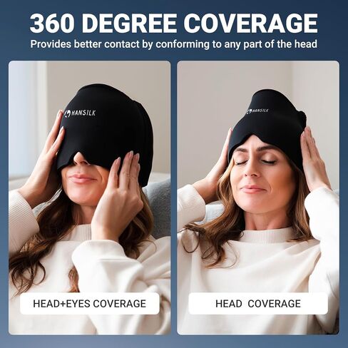 HANSILK Migraine Relief Cap, Headache Relief cap, Cooling Gel Hat, Face Cold Compress Head Wrap for Tension, Stress Sinus in Kuwait