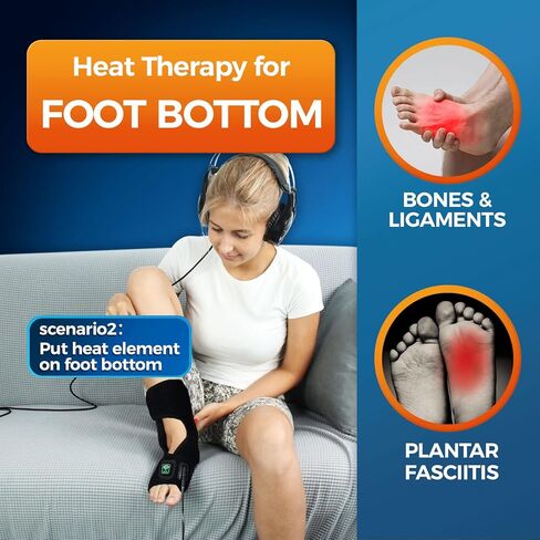 Heated Foot Ankle Brace Wraps for Planters Fasciitis and Achilles Tendinitis Pain Relief, 4 Auto Off Timers Moist Heat Heating Pad for Men Women Arthritis Injury in Kuwait