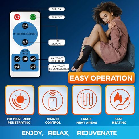 Heated Foot Ankle Brace Wraps for Planters Fasciitis and Achilles Tendinitis Pain Relief, 4 Auto Off Timers Moist Heat Heating Pad for Men Women Arthritis Injury in Kuwait