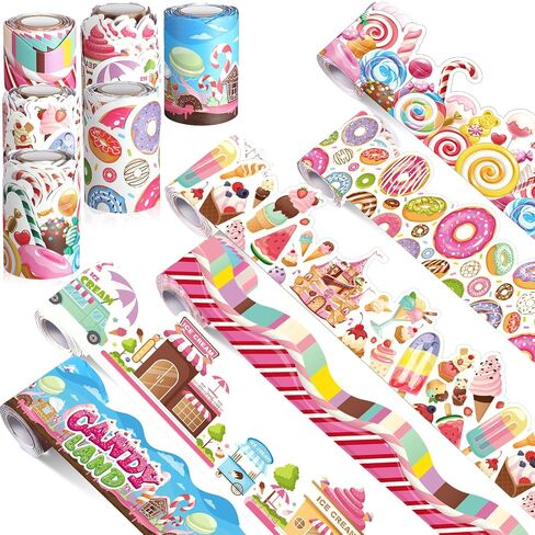 Tenceur 6 Rolls Spring Summer Borders for Bulletin Board Decoration, 160 ft Durable Scalloped Bulletin Board Border Rolls for Classroom Workplace School Office Poster Decor(Boho Dot) in Kuwait