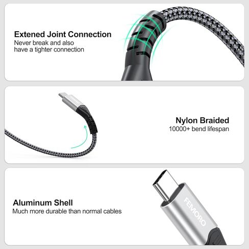 كابل FEMORO USB C إلى Micro USB بطول 3 أقدام و5 حزم، محول كابل USB-C من النوع C إلى Micro USB OTG 480 ميجابت في الثانية لنقل البيانات والشحن متوافق مع MacBook Pro وGalaxy S22 S21 S10 in Kuwait