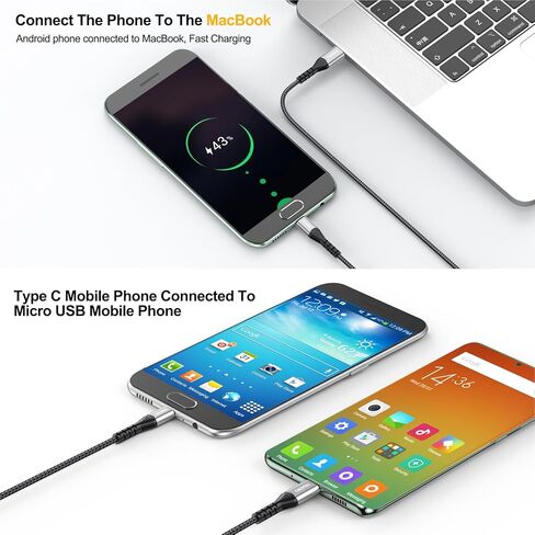 كابل FEMORO USB C إلى Micro USB بطول 3 أقدام و5 حزم، محول كابل USB-C من النوع C إلى Micro USB OTG 480 ميجابت في الثانية لنقل البيانات والشحن متوافق مع MacBook Pro وGalaxy S22 S21 S10 in Kuwait