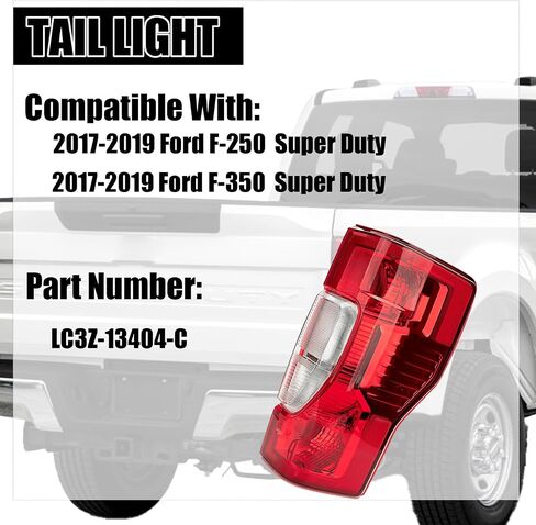 مصابيح خلفية متوافقة مع Ford F250 F350 Super Duty 2020 2021 2022 مصابيح فرامل ضوء خلفي هالوجين مصابيح خلفية مصابيح خلفية غير LED غير عمياء (جانب السائق الأيسر) in Saudi Arabia