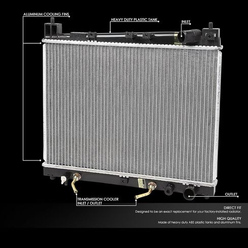 DNA Motoring OEM-RA-2305 OE Style Direct Fit Aluminium Core Radiator متوافق مع 04-06 Scion xA/xB، 00-05 Echo، 18-3/4 بوصة عرض × 13-3/4 بوصة ارتفاع × 5/8 بوصة عمق، 1 -مدخل 1/4 بوصة، مخرج 1-1/4 بوصة in Saudi Arabia
