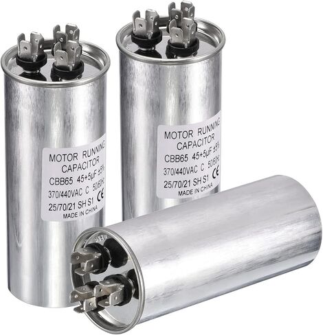PATIKIL CBB65 Dual Run Start Capacitor,3Pack 45+5uF 370VAC 440VAC, Circular Run Capacitor, for Air Conditioner Cool Heat Pump Condenser Straight, AC Motor Fan Starting in Saudi Arabia