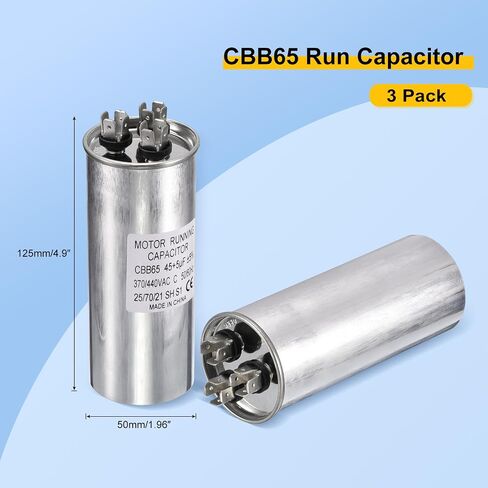 PATIKIL CBB65 Dual Run Start Capacitor,3Pack 45+5uF 370VAC 440VAC, Circular Run Capacitor, for Air Conditioner Cool Heat Pump Condenser Straight, AC Motor Fan Starting in Saudi Arabia