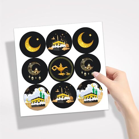 KYMY 180pcs Ramadan Stickers, Ramadan Eid Mubarak Circle Stickers, Islamic Muslim Ramadan Kareem Party Decorations, Round Eid Mubarak Sticker Decorations for Candy Gift Box and Envelope Seal in Saudi Arabia