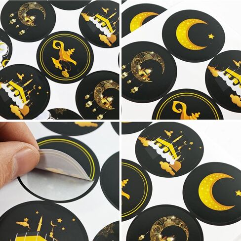 KYMY 180pcs Ramadan Stickers, Ramadan Eid Mubarak Circle Stickers, Islamic Muslim Ramadan Kareem Party Decorations, Round Eid Mubarak Sticker Decorations for Candy Gift Box and Envelope Seal in Saudi Arabia