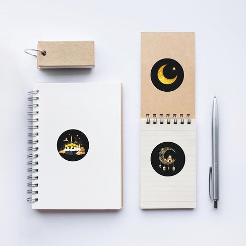 KYMY 180pcs Ramadan Stickers, Ramadan Eid Mubarak Circle Stickers, Islamic Muslim Ramadan Kareem Party Decorations, Round Eid Mubarak Sticker Decorations for Candy Gift Box and Envelope Seal in Saudi Arabia