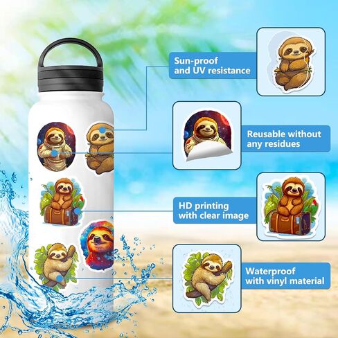 Elephant Stickers Pack 50PCS Cute Animal Stickers for Kids Adults, Kawaii Stickers for Water Bottles Laptop Luggage Icicrim Vinyl Waterproof Stickers Decals in Kuwait