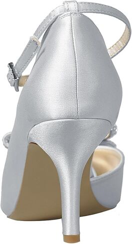 ERIJUNOR Women Comfortable Middle Heel Peep Toe Bows Rhinestones Satin Wedding Evening Party Shoes in Saudi Arabia