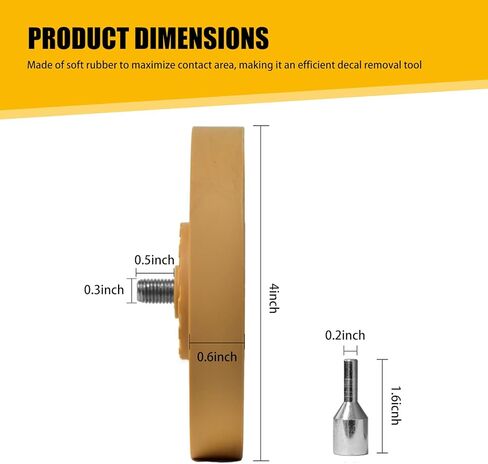 قطعة واحدة من قرص تفكيك لاصق هوائي للسيارة، تصميم مسطح على شكل مسطح، أداة تنظيف شريط طلاء العجلة المطاطية عالية المرونة، ملحق محمول، متوافق مع معظم موديلات السيارات (أصفر) in Kuwait