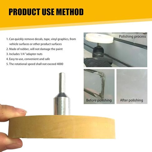 قطعة واحدة من قرص تفكيك لاصق هوائي للسيارة، تصميم مسطح على شكل مسطح، أداة تنظيف شريط طلاء العجلة المطاطية عالية المرونة، ملحق محمول، متوافق مع معظم موديلات السيارات (أصفر) in Kuwait